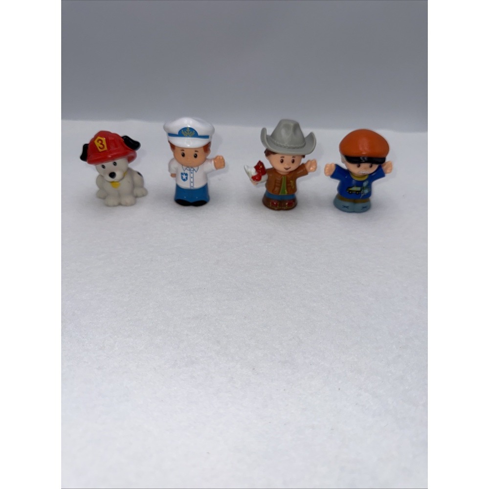 Fisher-Price Little People Figures Cowboy, Fire Dog, Taxi Driver & Boat Captain